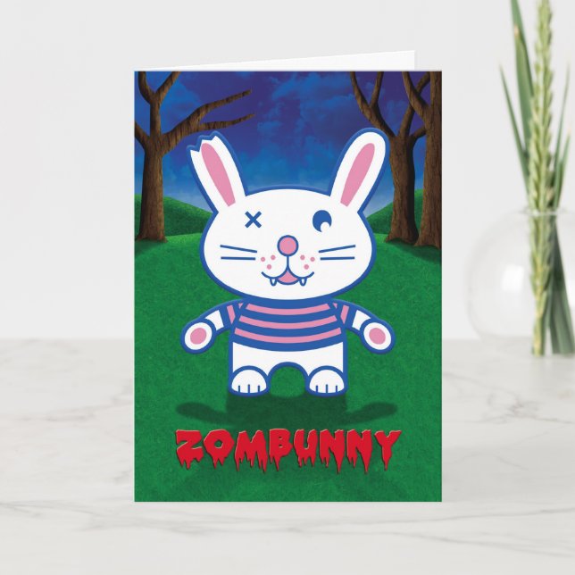 Halloween Humor, Cute Zombie Bunny Rabbit Card (Front)