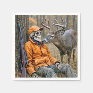 Halloween Hunter Skeleton With a Buck Napkins