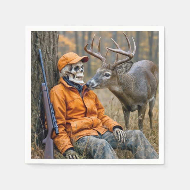 Halloween Hunter Skeleton With a Buck Napkins (Front)