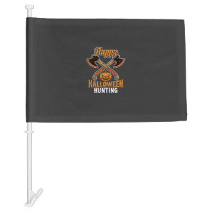 Halloween Hunting Crossed Axes Jack O Lantern Car Flag