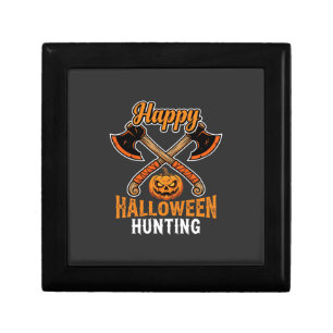 Halloween Hunting Crossed Axes Jack O Lantern Gift Box