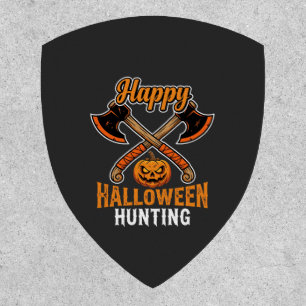 Halloween Hunting Crossed Axes Jack O Lantern Patch