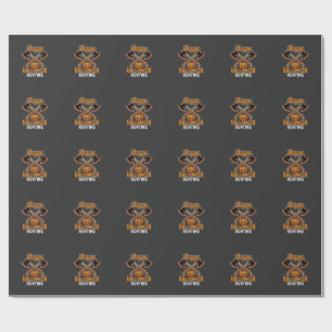 Halloween Hunting Crossed Axes Jack O Lantern Wrapping Paper