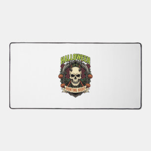 Halloween Hunting Night Horned Skull Roses Pumpkin Desk Mat