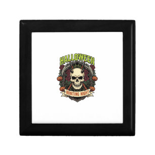 Halloween Hunting Night Horned Skull Roses Pumpkin Gift Box
