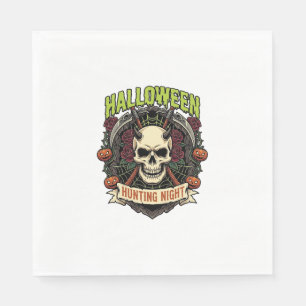 Halloween Hunting Night Horned Skull Roses Pumpkin Napkins
