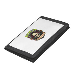 Halloween Hunting Night Horned Skull Roses Pumpkin Trifold Wallet