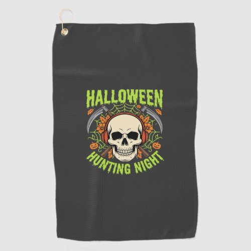 Halloween Hunting Night Skull Scythe Vector Design Golf Towel