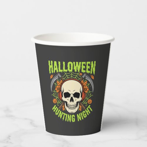 Halloween Hunting Night Skull Scythe Vector Design Paper Cups