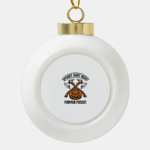Halloween Hunting Shirt With Pumpkin Axes_1 Ceramic Ball Christmas Ornament