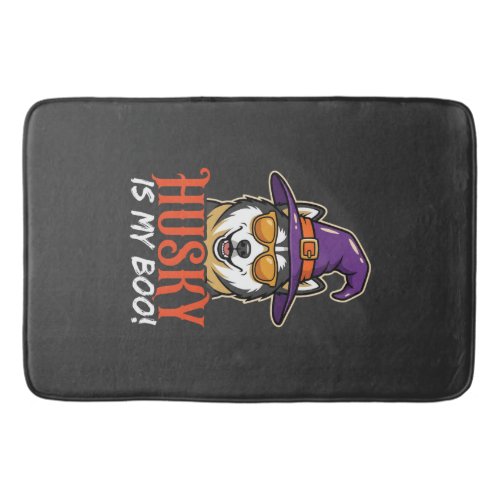 Halloween Husky Is My Boo Witch Hat Bath Mat