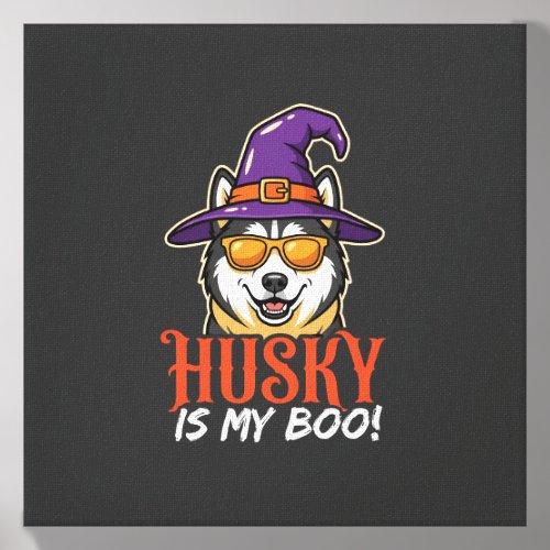 Halloween Husky Is My Boo Witch Hat Canvas Photo Tile