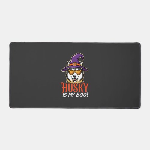 Halloween Husky Is My Boo Witch Hat Desk Mat