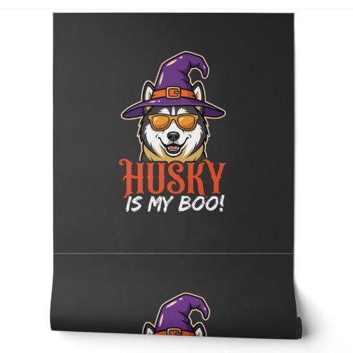 Halloween Husky Is My Boo Witch Hat Wallpaper