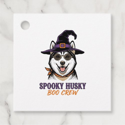 Halloween Husky Shirt Witch Dog Vintage Graphic Favor Tags