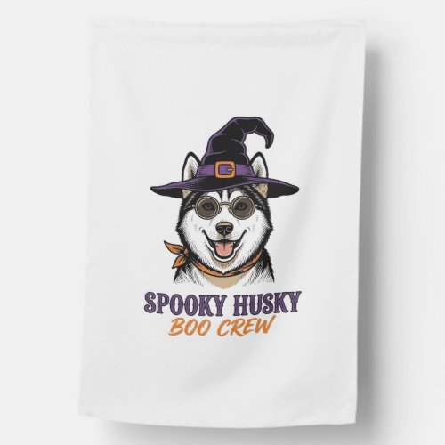 Halloween Husky Shirt Witch Dog Vintage Graphic House Flag