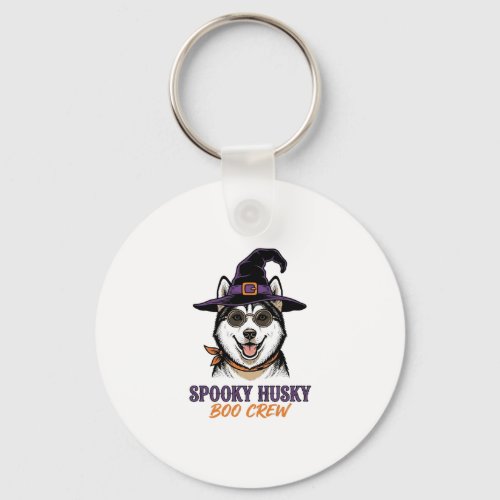 Halloween Husky Shirt Witch Dog Vintage Graphic Keychain