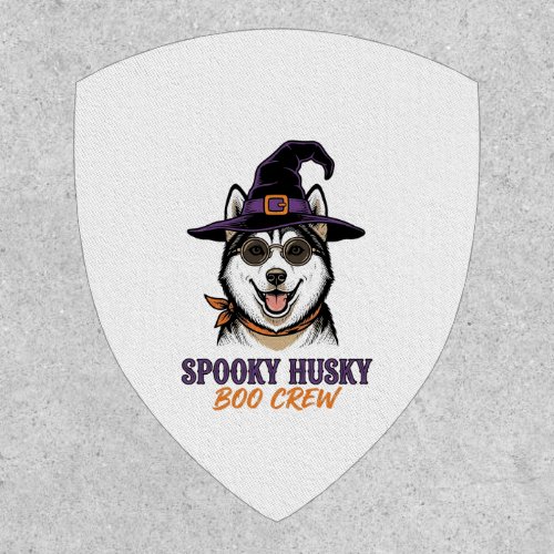 Halloween Husky Shirt Witch Dog Vintage Graphic Patch