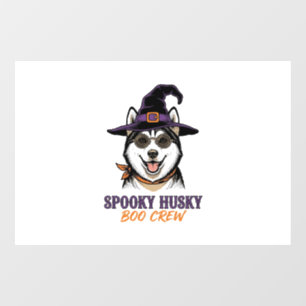 Halloween Husky Shirt Witch Dog Vintage Graphic Window Cling