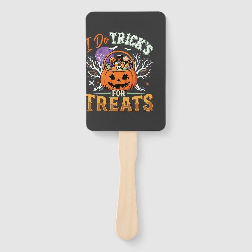 Halloween I Do Tricks for Treats Pumpkin Hand Fan