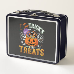Halloween I Do Tricks for Treats Pumpkin Metal Lunch Box