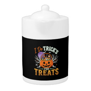 Halloween I Do Tricks for Treats Pumpkin Teapot