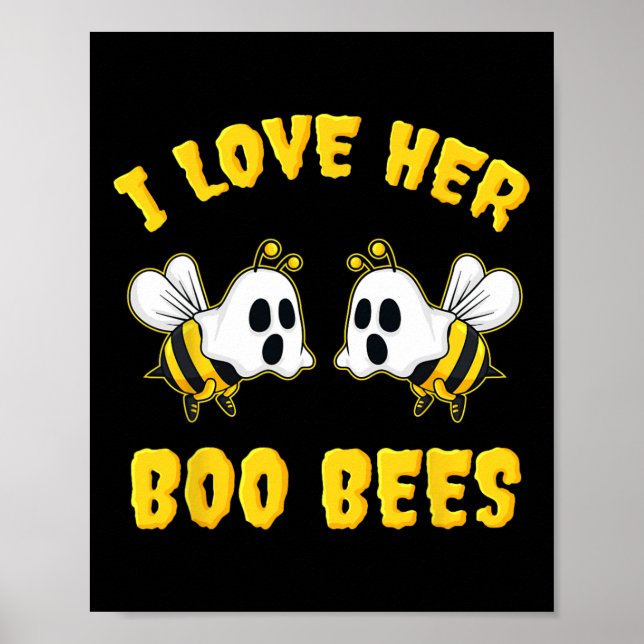 Halloween I Love Her Boo Bees Fun  Poster (Front)