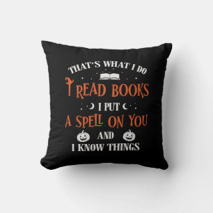 Halloween I Spell On You And Read Books Birthday Throw Pillow