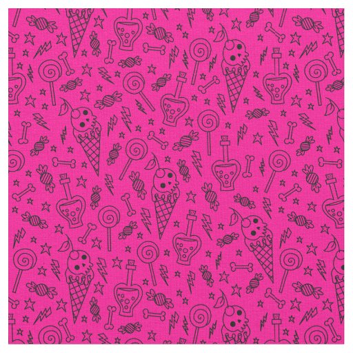 halloween ice cream skull bones poison pink fabric