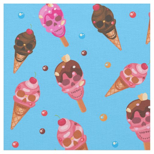 halloween ice cream skulls fabric