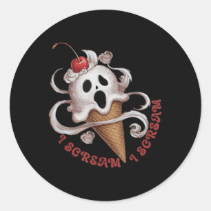 Halloween Ice Cream,spooky Food Scream Tee Idea Fo Classic Round Sticker