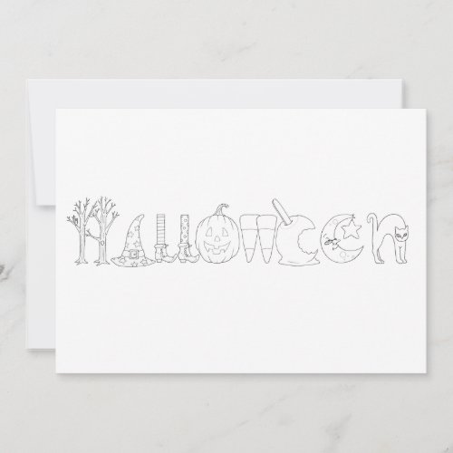 Halloween Icons Coloring Book Postcard