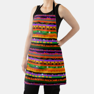 Halloween Icons Striped Apron