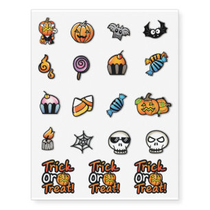 Halloween icons temporary tattoos