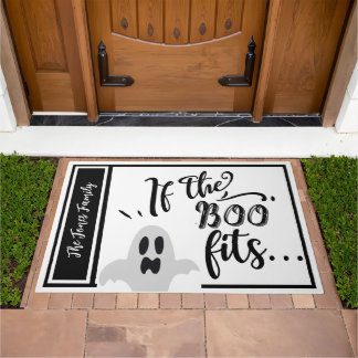 Halloween 'If the Boo Fits' Ghost Custom Name Doormat