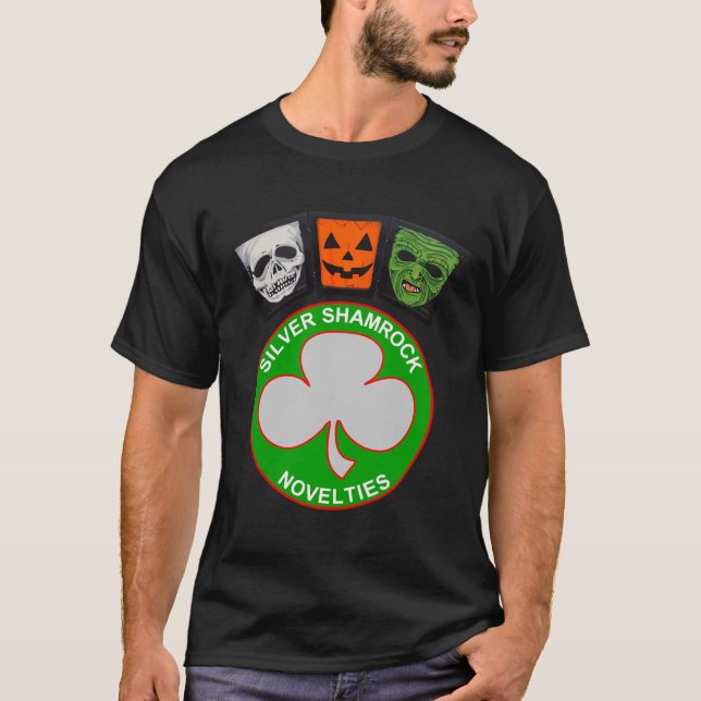 Halloween III Silver Shamrock and Masks T-Shirt (Front)