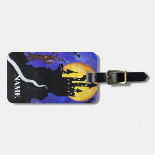 Halloween Illustartion Custom Name Luggage Tag