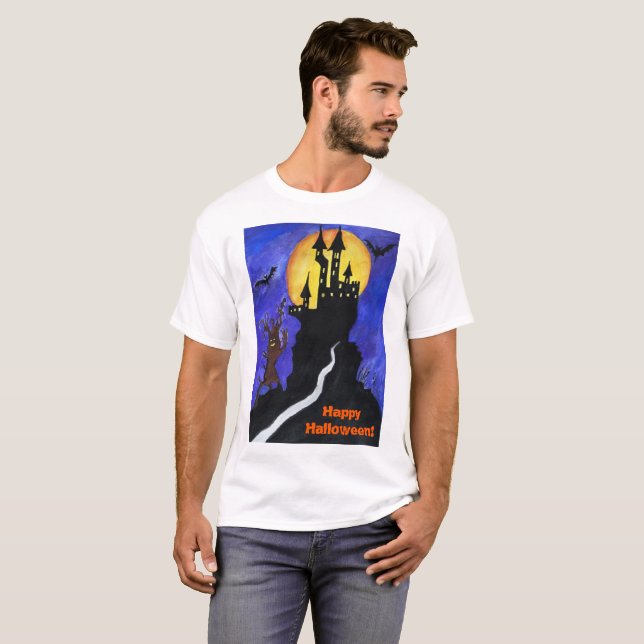 Halloween Illustartion Men's Basic T-Shirt, White T-Shirt (Front Full)