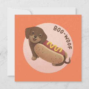 Halloween Illustration: Boo-Woof (Dachshund) Card