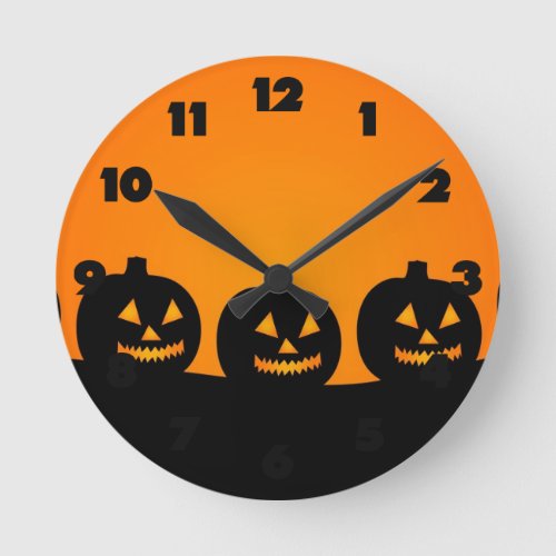 Halloween Illustration Round Clock