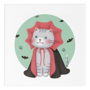Halloween Illustration: Vampire Cat Acrylic Print