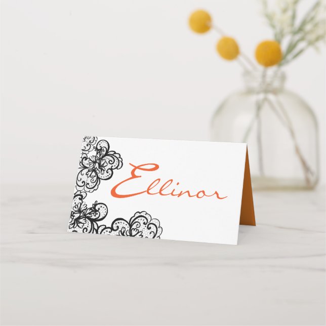 halloween illustration with black lace place card (Front)