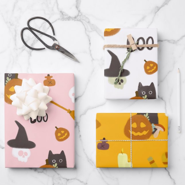 Halloween Illustration  Wrapping Paper Sheets (Front)