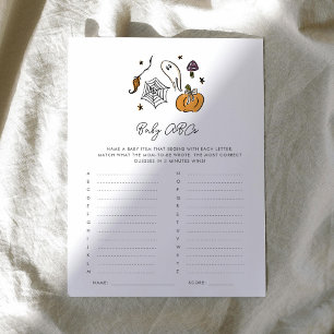 Halloween Illustrations Baby ABC Baby Shower Game