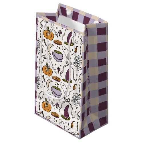 Halloween Illustrations Checkered Pattern Small Gift Bag