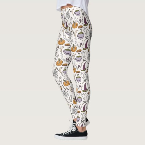 Halloween Illustrations Pattern Leggings