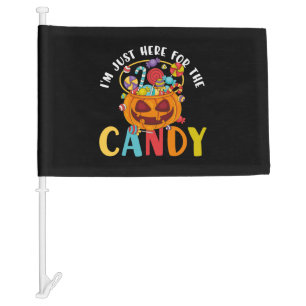 Halloween I'm Just Here for the Candy Car Flag