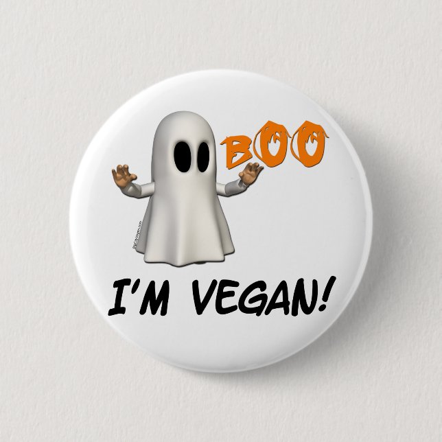 Halloween I'm Vegan Pinback Button (Front)