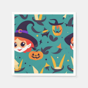 Halloween image with a happy witch’s face napkins