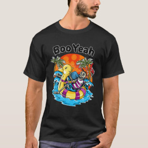 HALLOWEEN IN AUGUST FUNNY SKELETON IN SUNNY BEACH T-Shirt